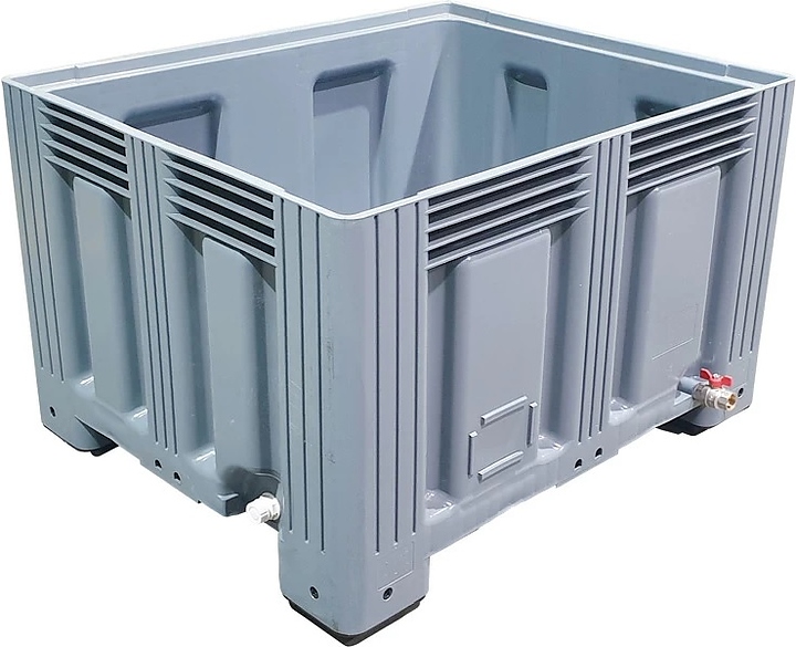 Контейнер ТАРА.РУ TR-Box 1210 S (758) СП1, КШ 1200х1000х758 мм (сплошной на ножках) с шаровым краном и сливной пробкой 1"…
