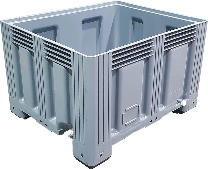 Контейнер ТАРА.РУ TR-Box 1210 S (758) СП2 1200х1000х758 мм (сплошной на ножках) со сливной пробкой 2" серый — контейнеры…